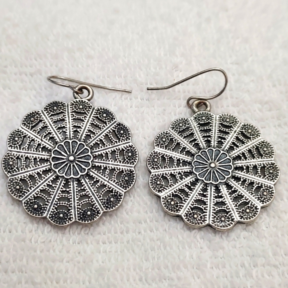 Silver Mandala Type Earrings